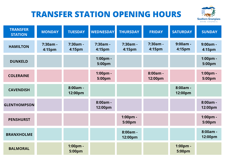 Transfer Station Opening Hours