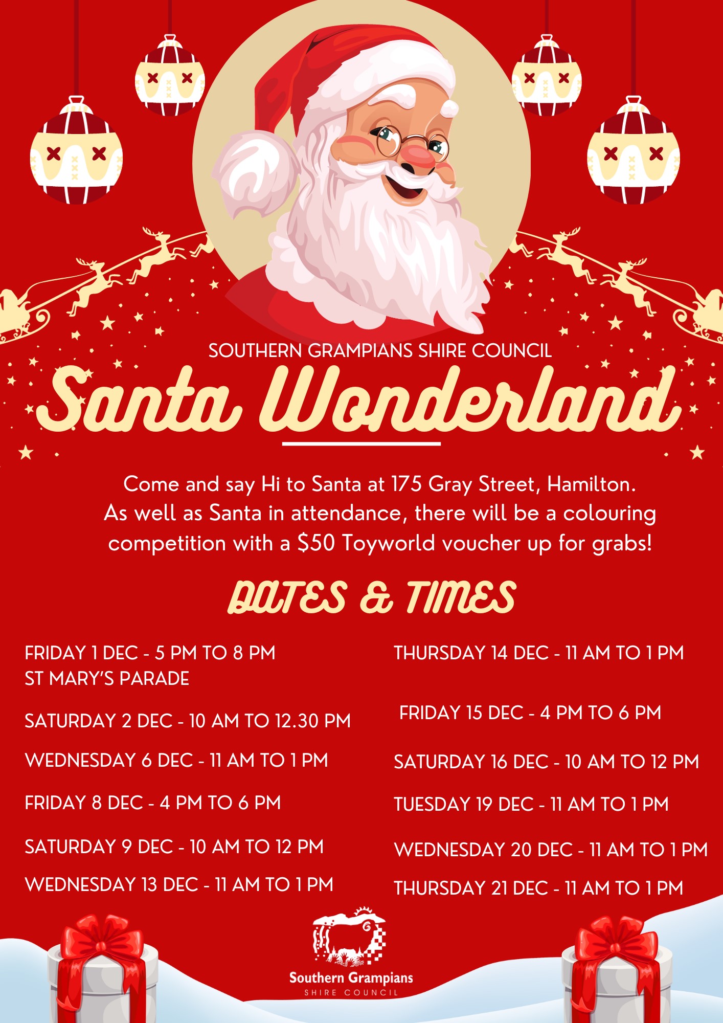 Santa visit schedule